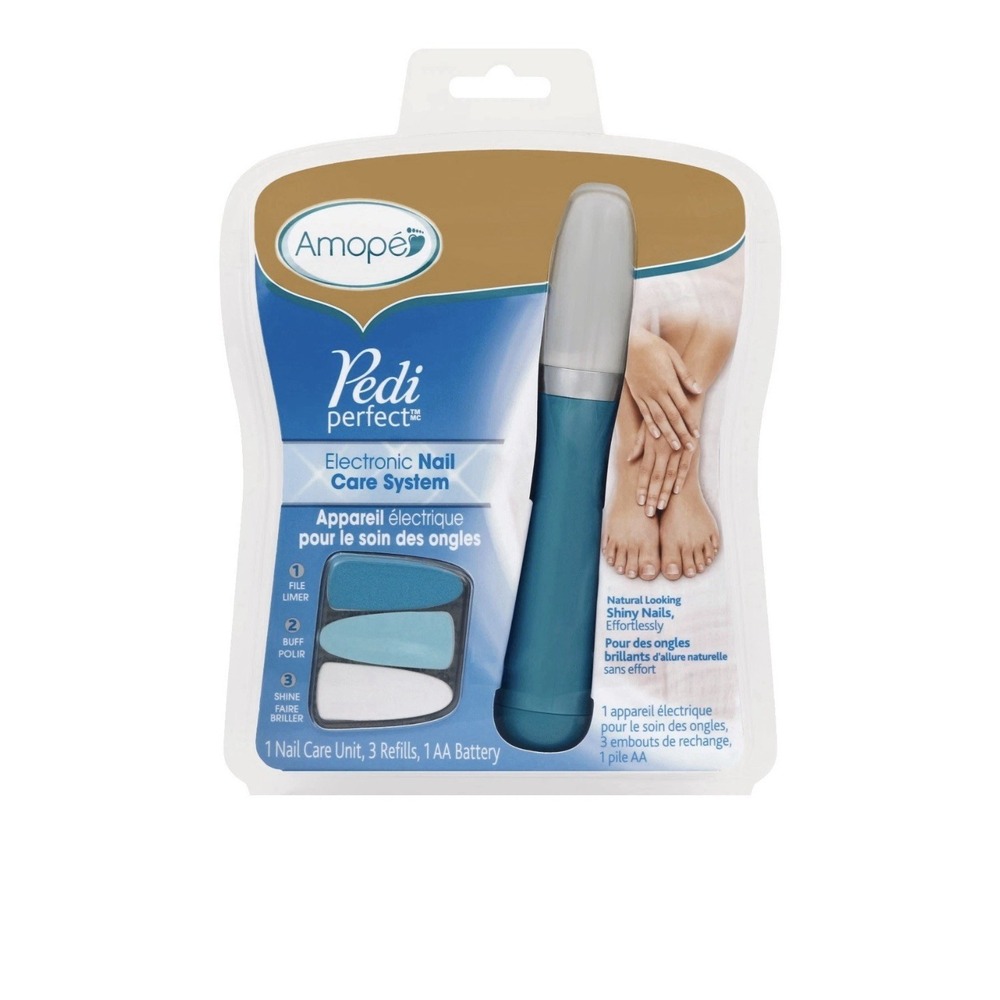 Amope Pedi Perfect Electronic Nail Care System File Buff Shine‎ Refills Included
